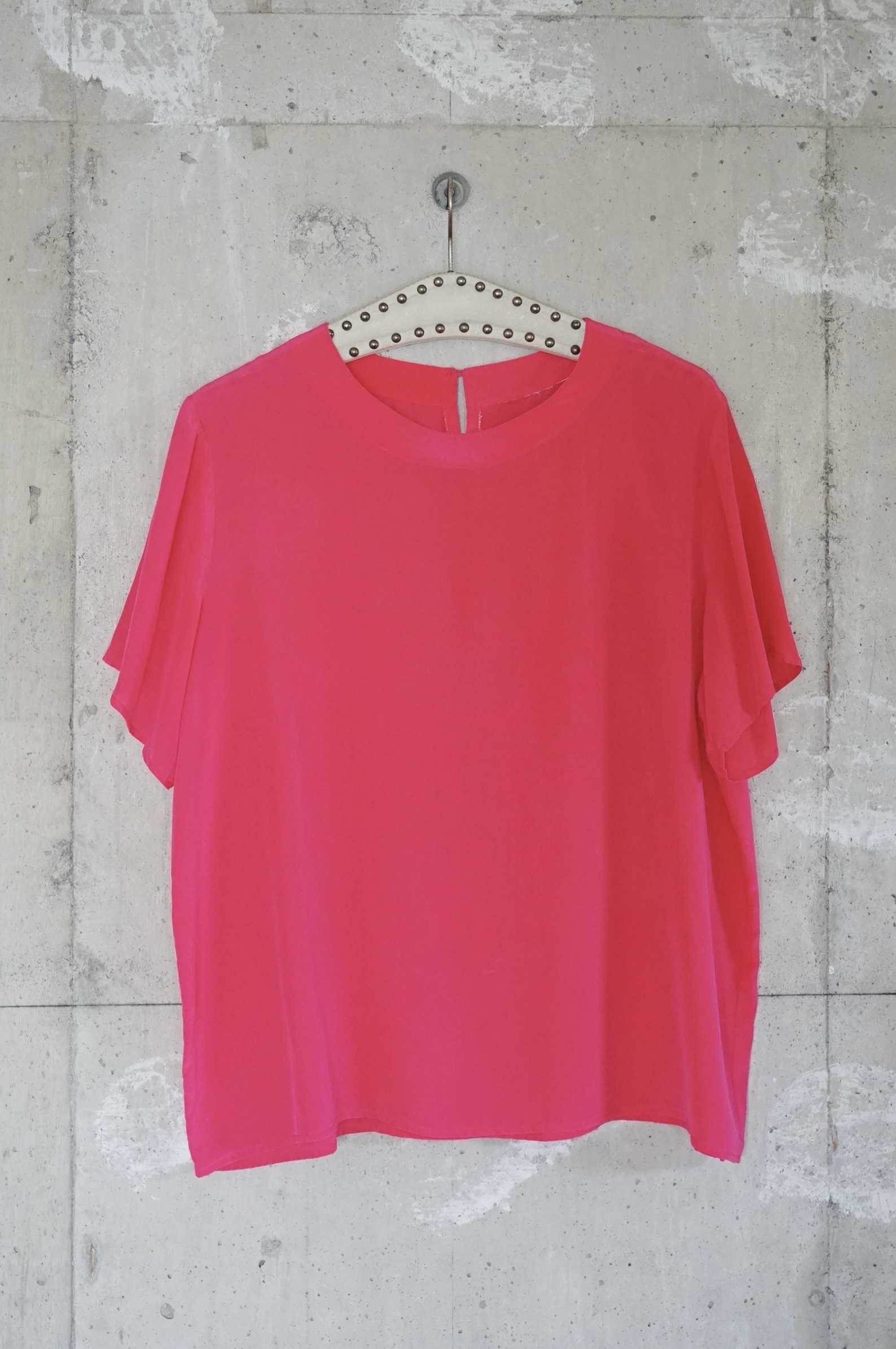Round neck pullover top/Fucshia pink
