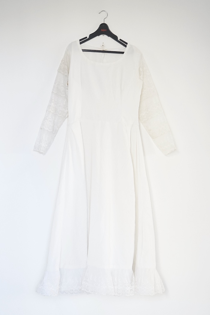 【SPECIAL SALE】Lace sleeves maxi dress / WHITE