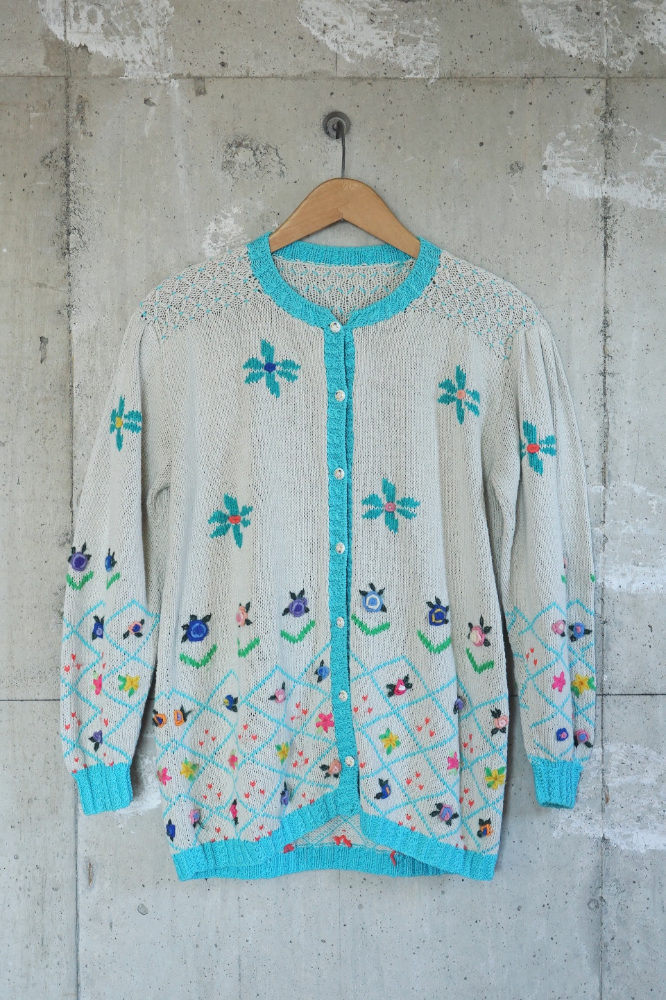 Hand-Embroidered Floral Knit Cardigan