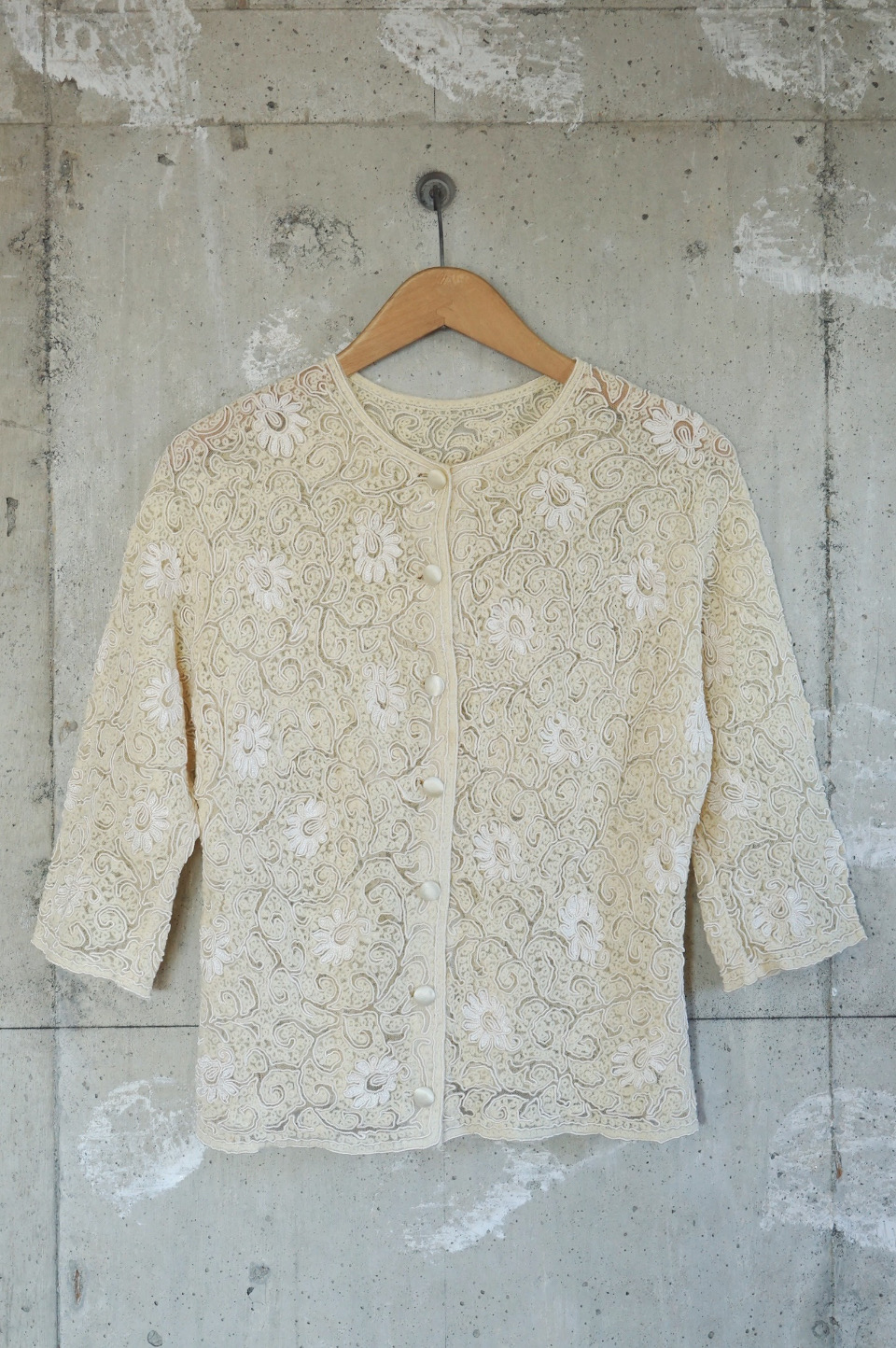 Cord-Embroidered Tulle Cardigan
