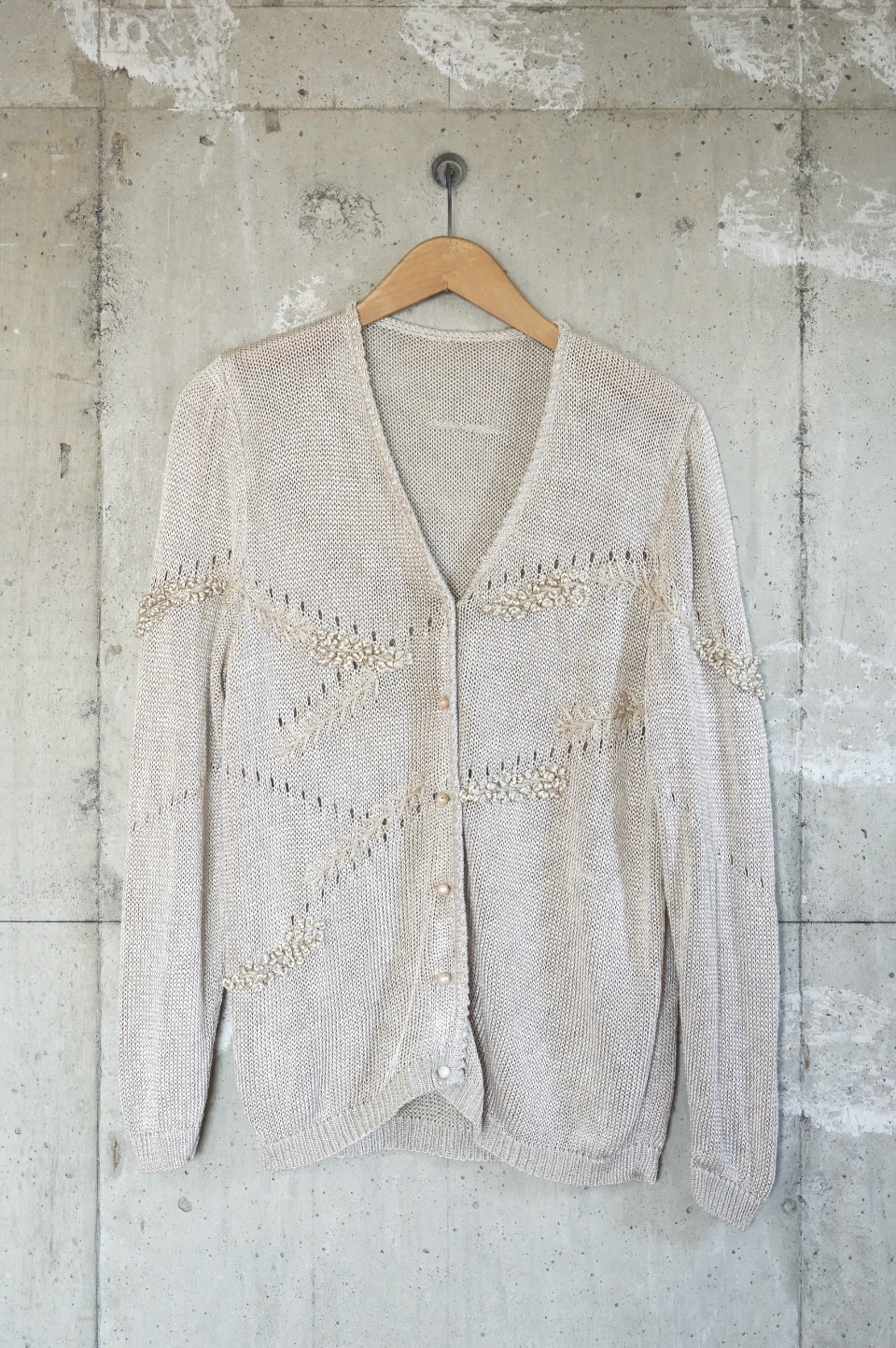 Embroidered Linen-Viscose Knit Cardigan