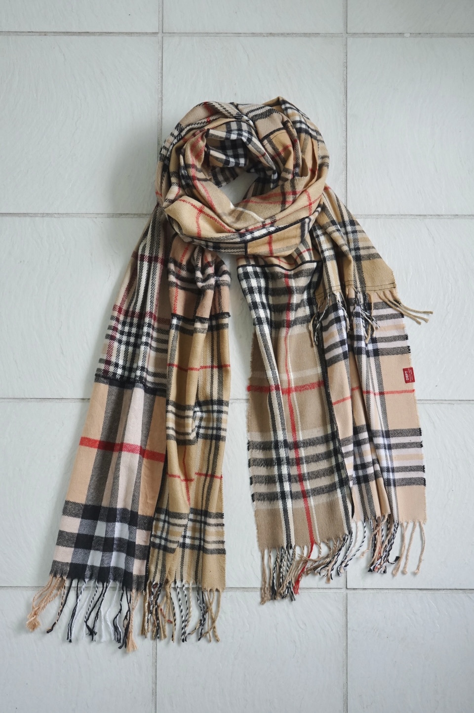 DEPT CRAZY CHECK LONG SCARF / 515 Beige tone