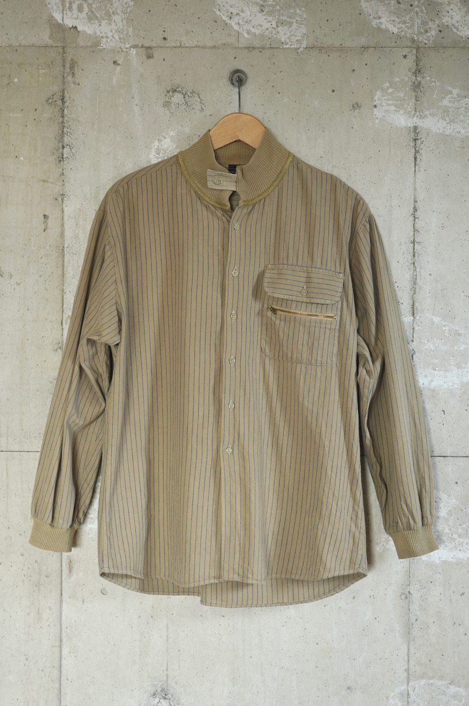Striped Band-collar Shirt