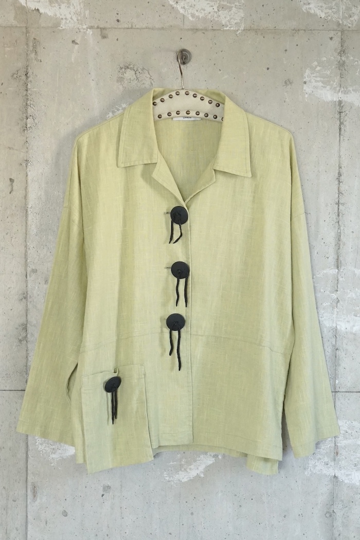 Big button linen jacket / Pistachio