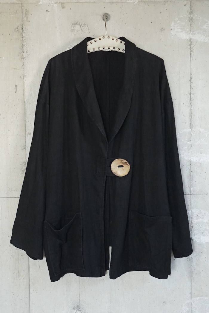 Linen long jacket / Black
