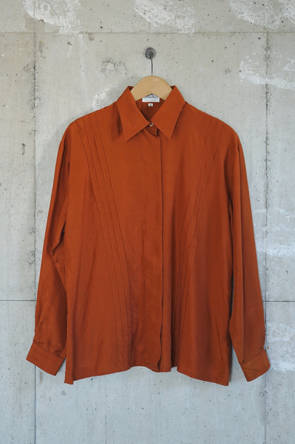 Burnt Orange Pintuck Shirt