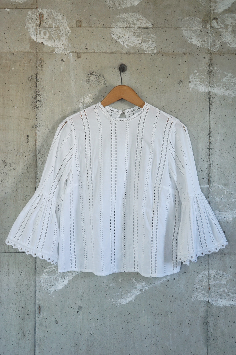 Eyelet Lace Bell Sleeve Blouse