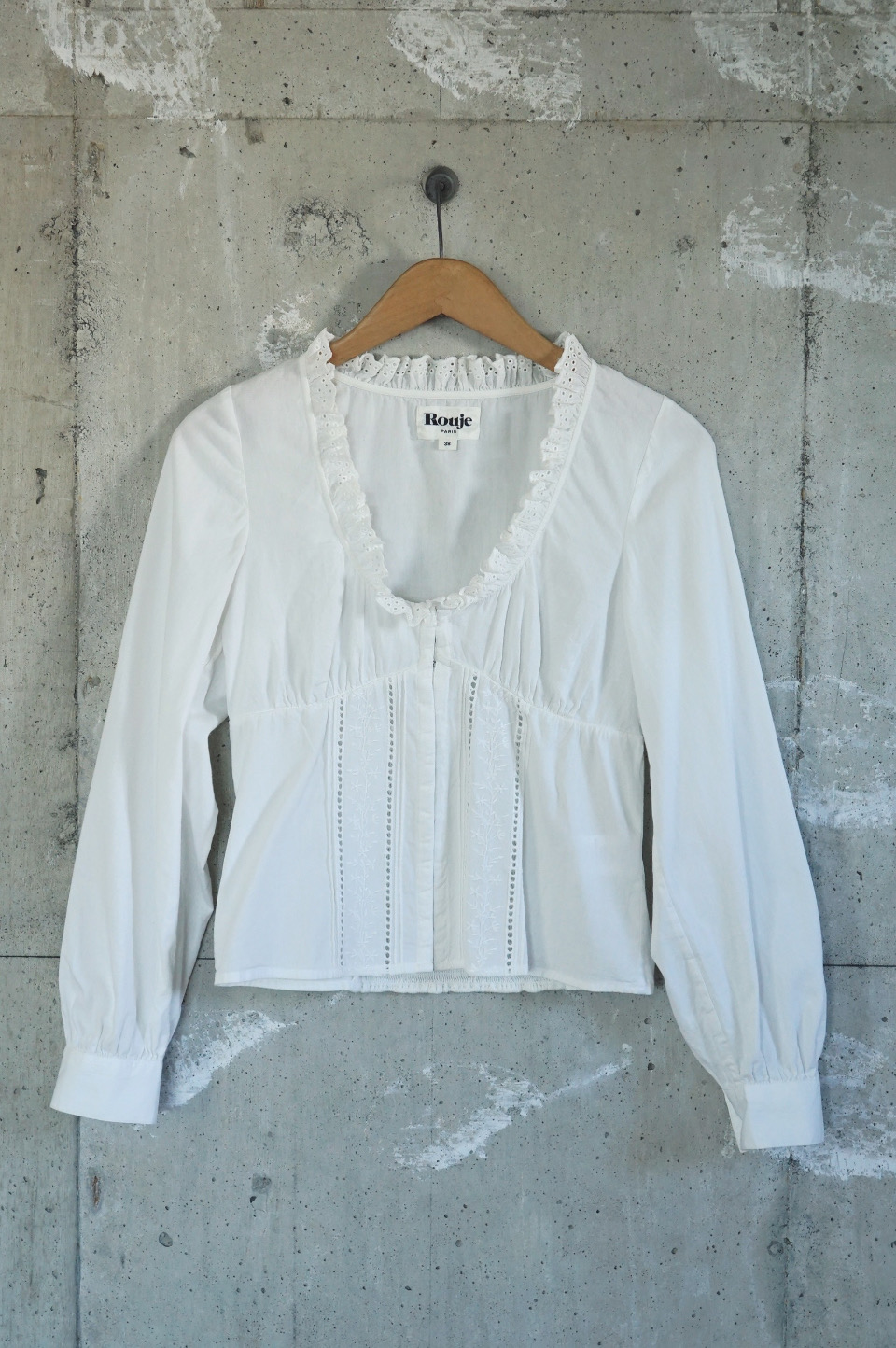 Frill Neck Shirred Waist Blouse