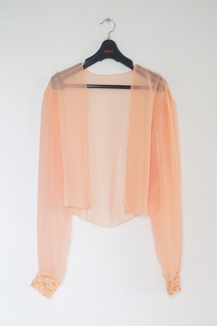 Cropped sheer blouse / CORAL