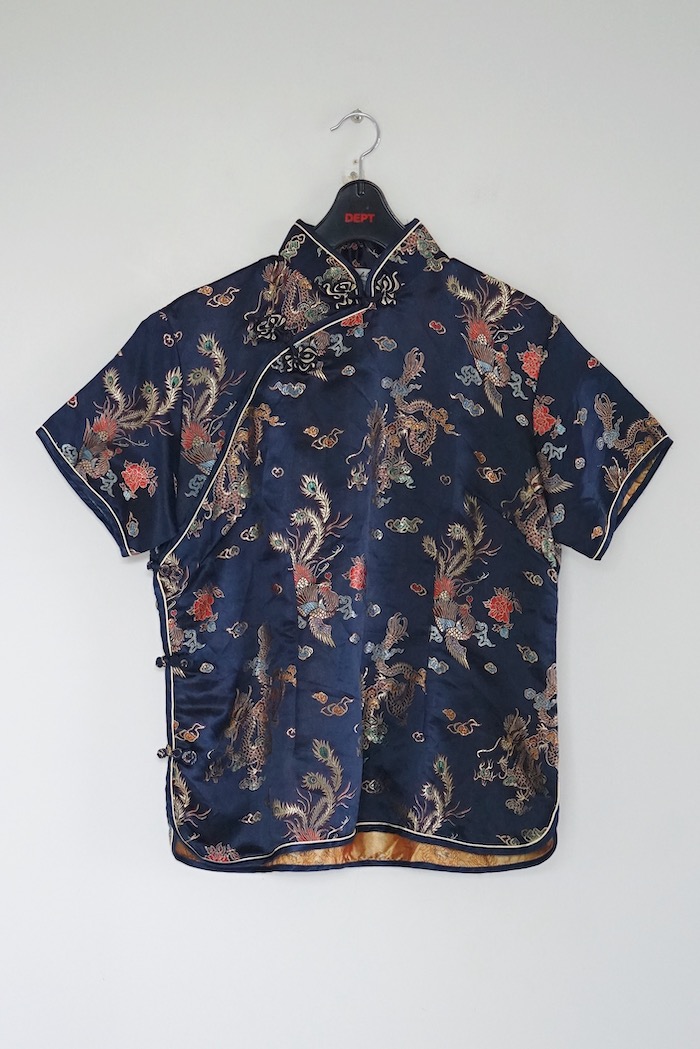 Silk oriental JQD blouse / NAVY