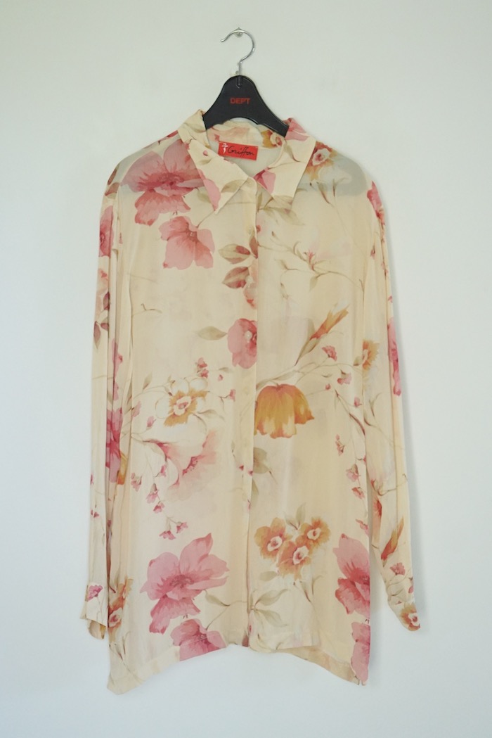 Floral printed sheer blouse / BEIGE