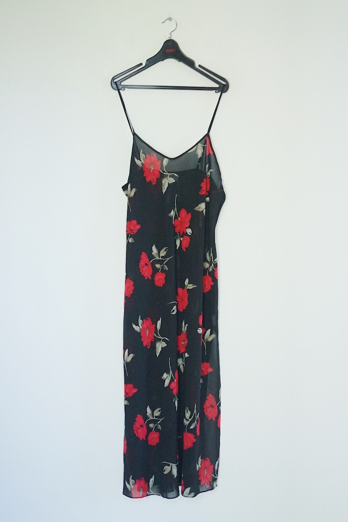 Red flower printed camisole dress