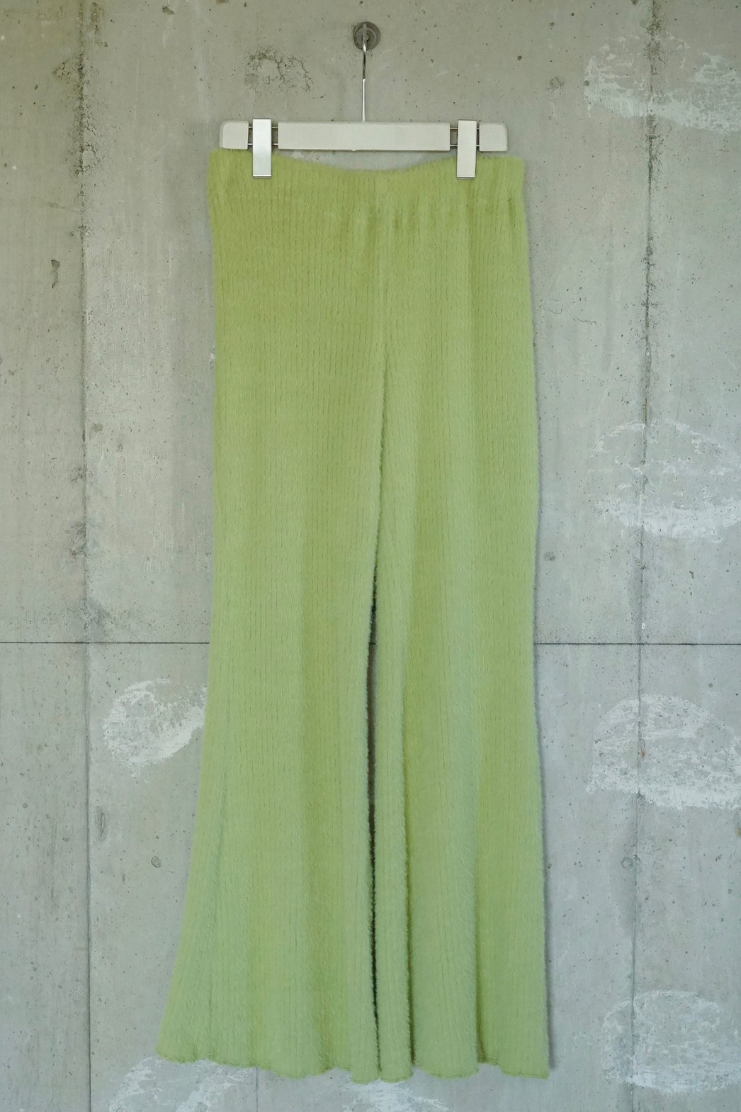 Faux fur flare pants / Lime green