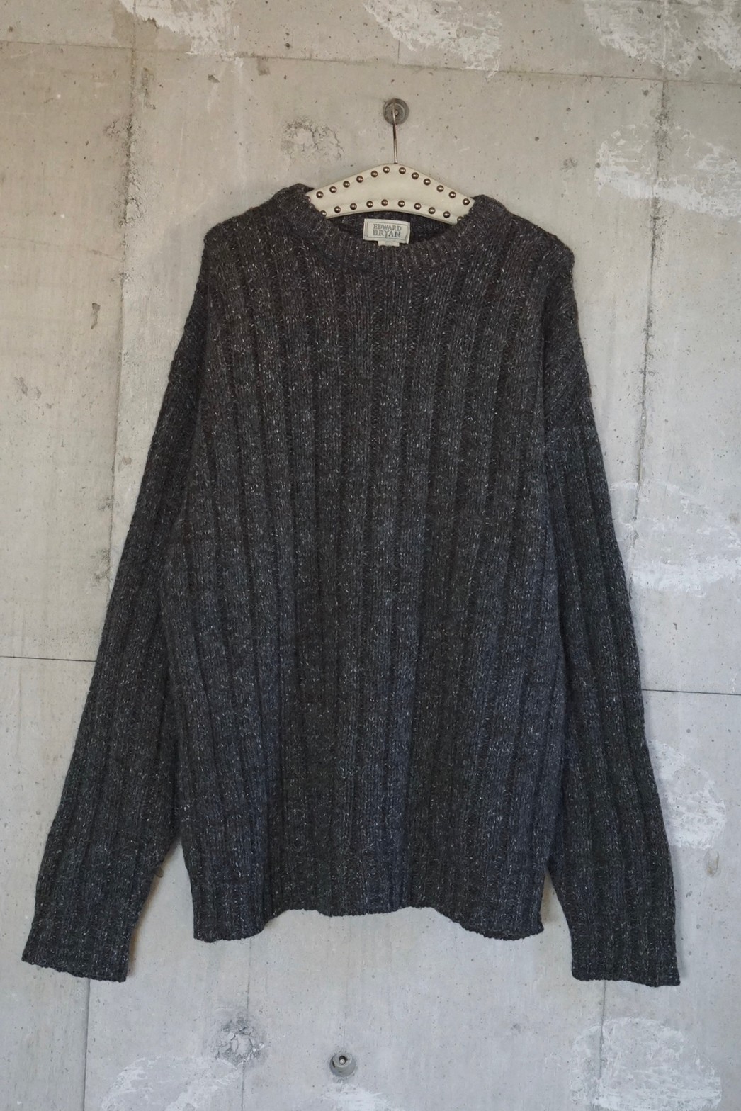 Wool nep yarn knit tunic / Grey