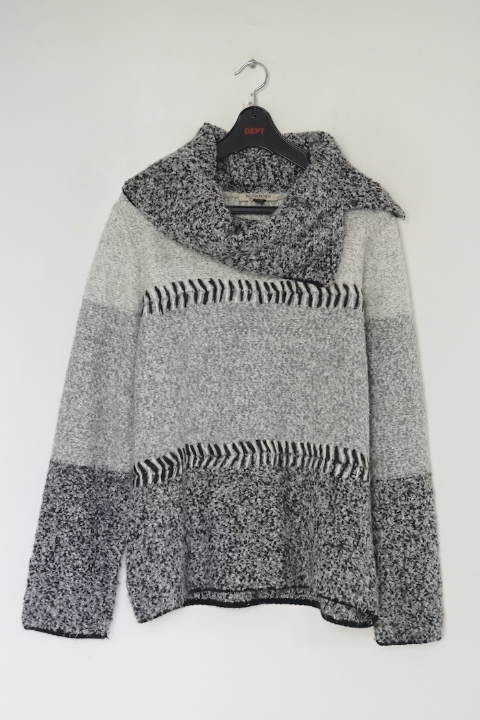 Curley yarn knit sweater / GREY