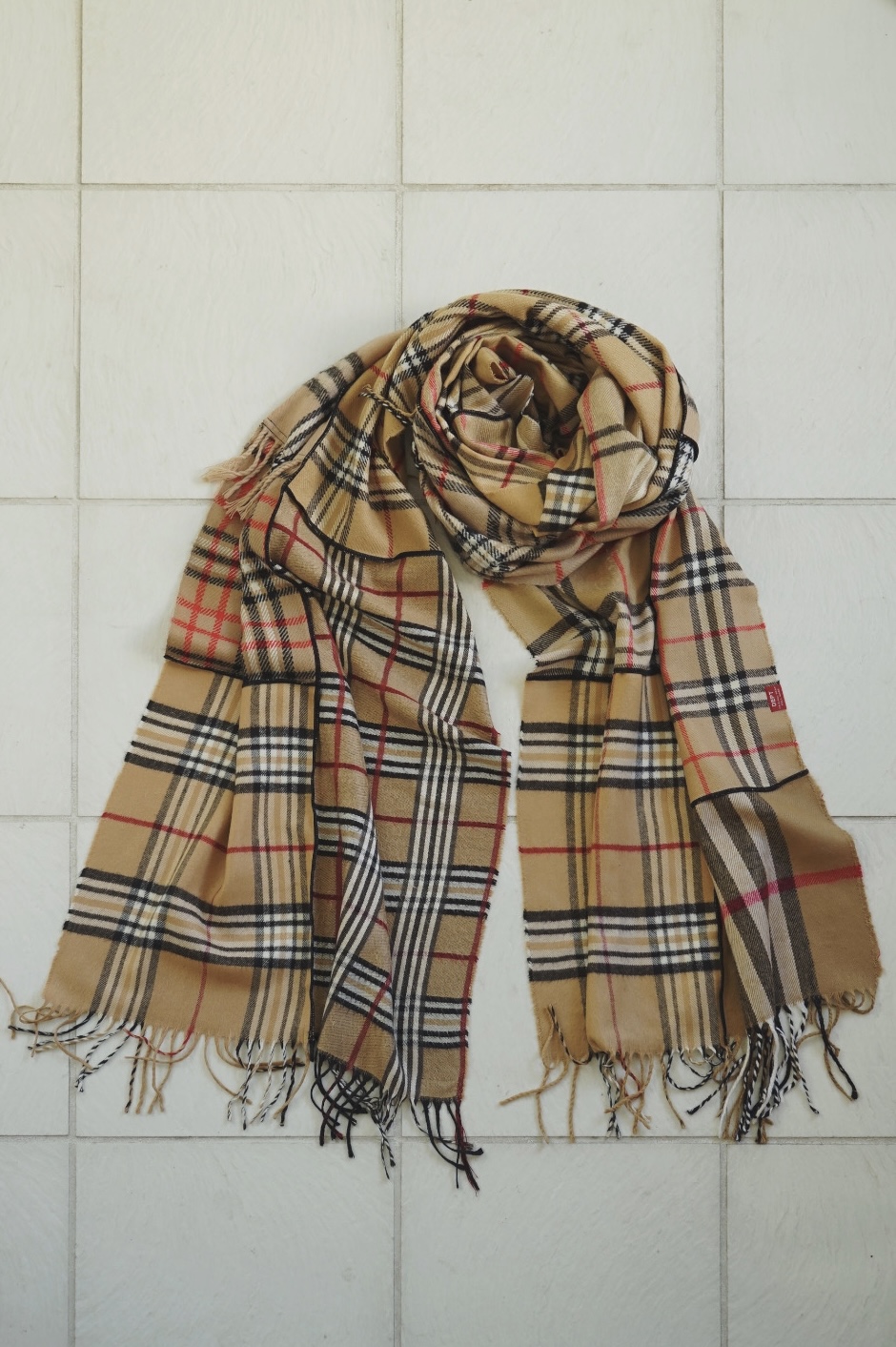 DEPT CRAZY CHECK LONG SCARF / 504 Beige tone
